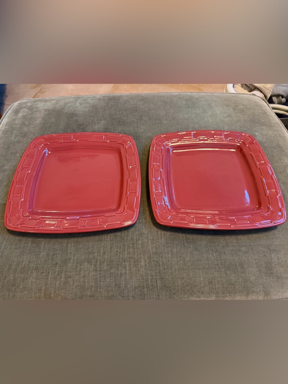 2 Longaberger Pottery Papeika Red 11” Dinner Plates